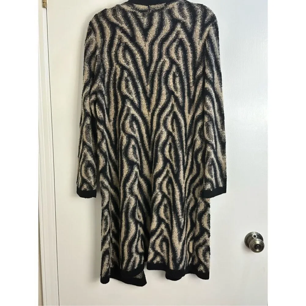 Chico’s Size 12 (L) long sweater Duster mohair, wool